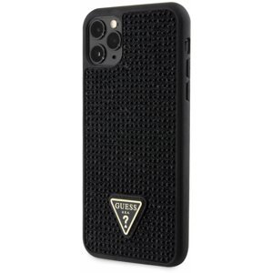 Telefon tok Guess Rhinestones Triangle Metal Logo iPhone 11 Pro Max fekete tok