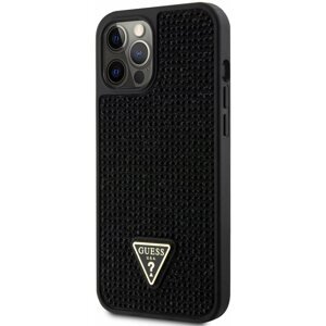 Telefon tok Guess Rhinestones Triangle Metal Logo iPhone 12 Pro Max fekete tok
