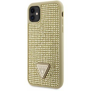 Telefon tok Guess Rhinestones Triangle Metal Logo iPhone 11 aranyszín tok