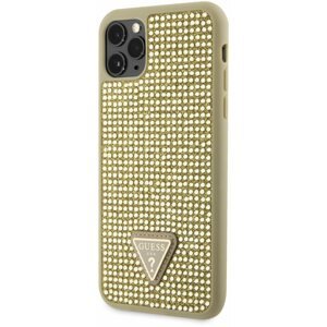 Telefon tok Guess Rhinestones Triangle Metal Logo iPhone 11 Pro Max aranyszín tok