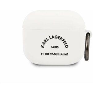 Fülhallgató tok Karl Lagerfeld Rue St Guillaume szilikon tok Apple Airpods 3 fehér készülékhez