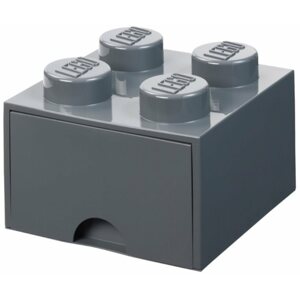 Tároló doboz LEGO tárolódoboz 4 fiókkal - sötét szürke