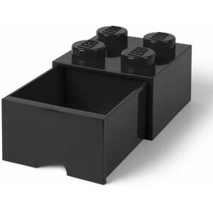 Tároló doboz LEGO asztali box 4 fiókkal - fekete