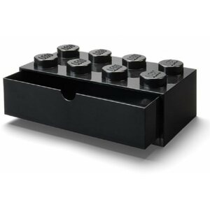Tároló doboz LEGO asztali doboz 8 fiókkal - fekete
