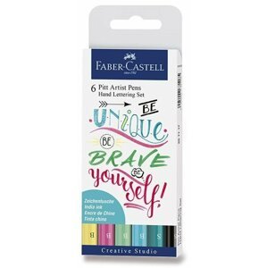 Marker Faber-Castell Pitt Artist toll kézi betűkkel ellátott markerek, 6 színben