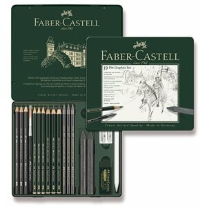 Grafit ceruza Faber-Castell Pitt Graphite grafit ceruzák fémdobozban, 19 db-os készlet