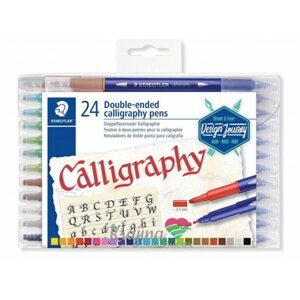 Marker STAEDTLER kalligráfiai filctollak "Calligraph Duo", 24 szín, 2,0/3,5 mm, kétoldalas