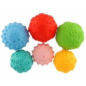 Labda gyerekeknek Teddies labda készlet 6db texturált gumival 6-8cm