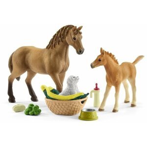 Figura szett Schleich csikó és Quarter Horse készlet kiskutyával és kiegészítőkkel 42432