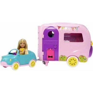 Játékbaba Barbie Chelsea lakókocsival
