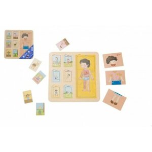 Kirakós játék Teddies Fa puzzle tábla - Emberi test/Sport