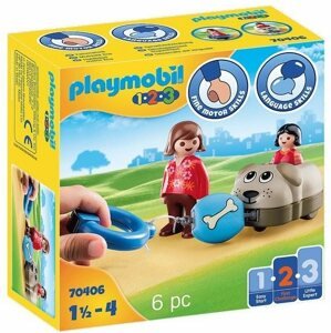 Építőjáték Playmobil 70406 1.2.3 Kutyasétáltatás
