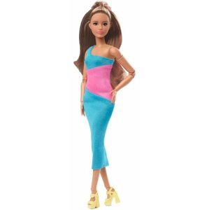 Játékbaba Barbie Looks Copfos barna hajú baba