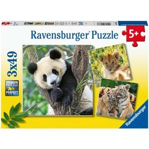 Puzzle Ravensburger Puzzle 056668 Panda, tigris és oroszlán 3X49 darab