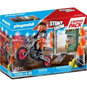 Építőjáték Playmobil 71256 Starter Pack - Kaszkadőr motorral és tüzeskarikával