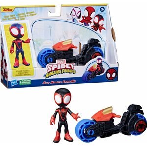 Figura Spider-Man and His Amazing Friends Miles Morales Motorkerékpár és figura 10 cm