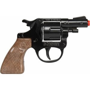 Játékpisztoly Rendőrségi revolver, fém, fekete, 8 töltényes