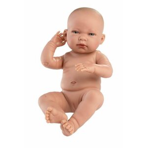 Játékbaba Llorens 84302 New Born Kislány - élethű újszülött játékbaba teljesen vinyl testtel - 43 cm