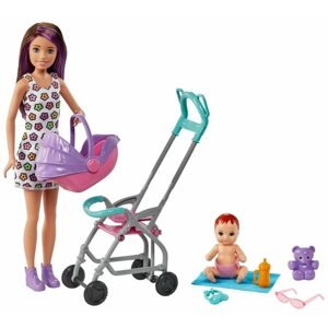 Játékbaba Barbie bébiszitter játékkészlet - babakocsi