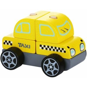 Motorikus készségfejlesztő játék CUBIKA 13159 Taxi autó - fa kirakó 5 db