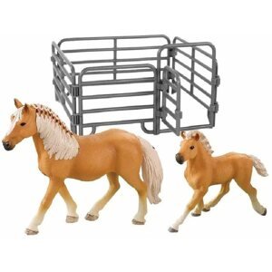 Figura Rappa készlet 2 db barna ló világos sörénnyel, kerítéssel