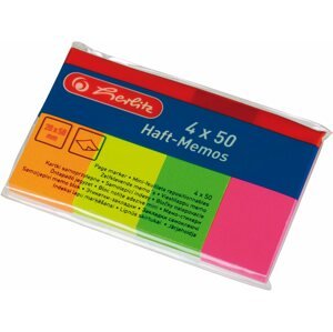 Öntapadós jegyzettömb HERLITZ 20 x 50 mm, 4 x 50 lap, neon színekben