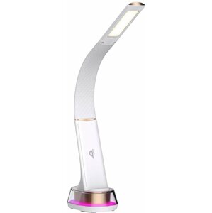 Asztali lámpa Immax LED Corella Asztali lámpa Qi töltéssel, fehér, aranyszín elemekkel, RGB háttérvilágítás