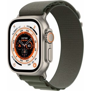 Okosóra Apple Watch Ultra 49mm - titán tok, zöld alpesi szíj, M