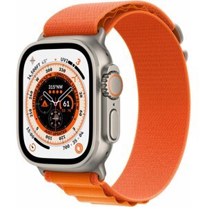 Okosóra Apple Watch Ultra 49mm - titán tok, narancssárga alpesi szíj, S