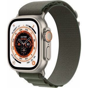 Okosóra Apple Watch Ultra 49mm - titán tok, zöld alpesi szíj, S