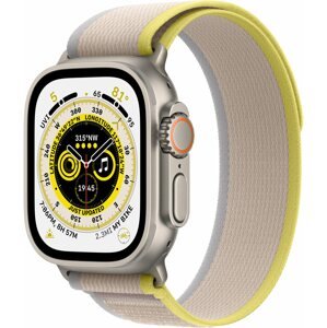 Okosóra Apple Watch Ultra 49mm - titán tok, sárga - bézs terep szíj, S / M