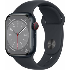 Okosóra Apple Watch Series 8 41mm Cellular - éjfekete alumínium tok, éjfekete sport szíj