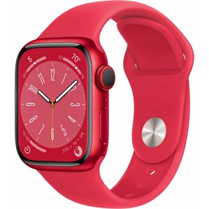 Okosóra Apple Watch Series 8 41mm Cellular - piros alumínium tok, piros sport szíj