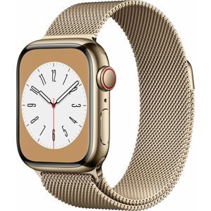 Okosóra Apple Watch Series 8 41mm Cellular - arany rozsdamentes acél tok, arany milánói szíj