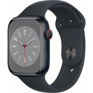 Okosóra Apple Watch Series 8 45mm Cellular - éjfekete alumínium tok, éjfekete sport szíj