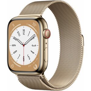 Okosóra Apple Watch Series 8 45mm Cellular - arany rozsdamentes acél tok, arany milánói szíj