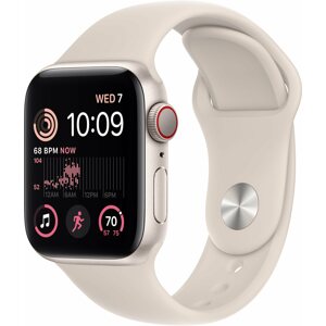 Okosóra Apple Watch SE (2022) 40mm Cellular - csillagfény alumínium tok, csillagfény sport szíj