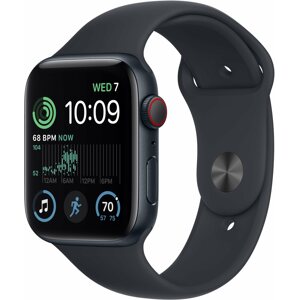 Okosóra Apple Watch SE (2022) 44mm Cellular - éjfekete alumínium tok, éjfekete sport szíj