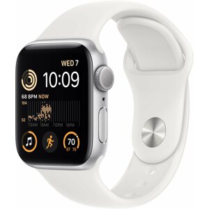 Okosóra Apple Watch SE (2022) 40mm - ezüst alumínium tok, fehér sport szíj