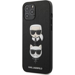 Telefon tok Karl Lagerfeld Saffiano K&C Heads Apple iPhone 12 Pro Max fekete tok