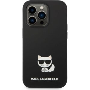 Telefon tok Karl Lagerfeld Liquid Silicone Choupette iPhone 14 Pro fekete hátlap tok