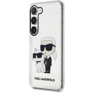 Telefon tok Karl Lagerfeld IML Glitter Karl and Choupette NFT hátlapi tok Samsung Galaxy S23 készülékhez, átlátszó