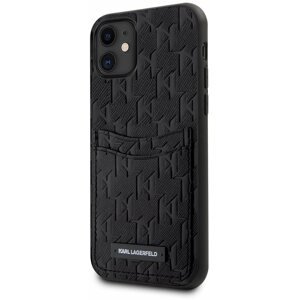 Telefon tok Karl Lagerfeld Saffiano Monogram Card Slot iPhone 11 fekete tok