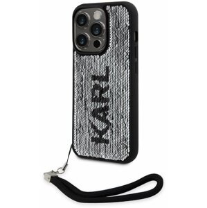 Telefon tok Karl Lagerfeld Sequins Reversible iPhone 13 Pro fekete/ezüst tok