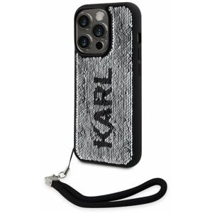 Telefon tok Karl Lagerfeld Sequins Reversible iPhone 13 Pro Max fekete/ezüst tok