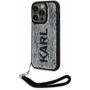 Telefon tok Karl Lagerfeld Sequins Reversible iPhone 14 Pro fekete/ezüst tok