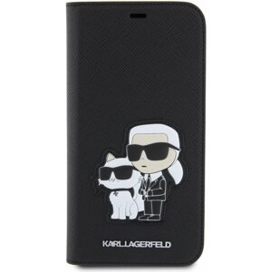 Mobiltelefon tok Karl Lagerfeld PU Saffiano Karl and Choupette NFT Book iPhone 12/12 Pro tok, fekete