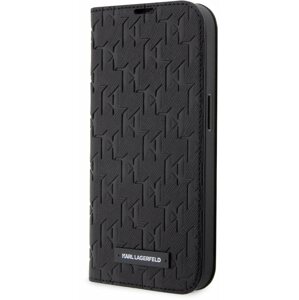 Mobiltelefon tok Karl Lagerfeld Saffiano Monogram Book iPhone 14 Pro Max tok, fekete