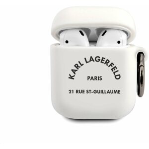 Fülhallgató tok Karl Lagerfeld Rue St Guillaume szilikon tok Airpods 1/2 készülékhez fehér