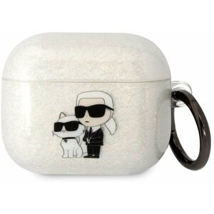 Fülhallgató tok Karl Lagerfeld 3D Logo NFT Karl and Choupette TPU Glitter Airpods 3 fehér tok